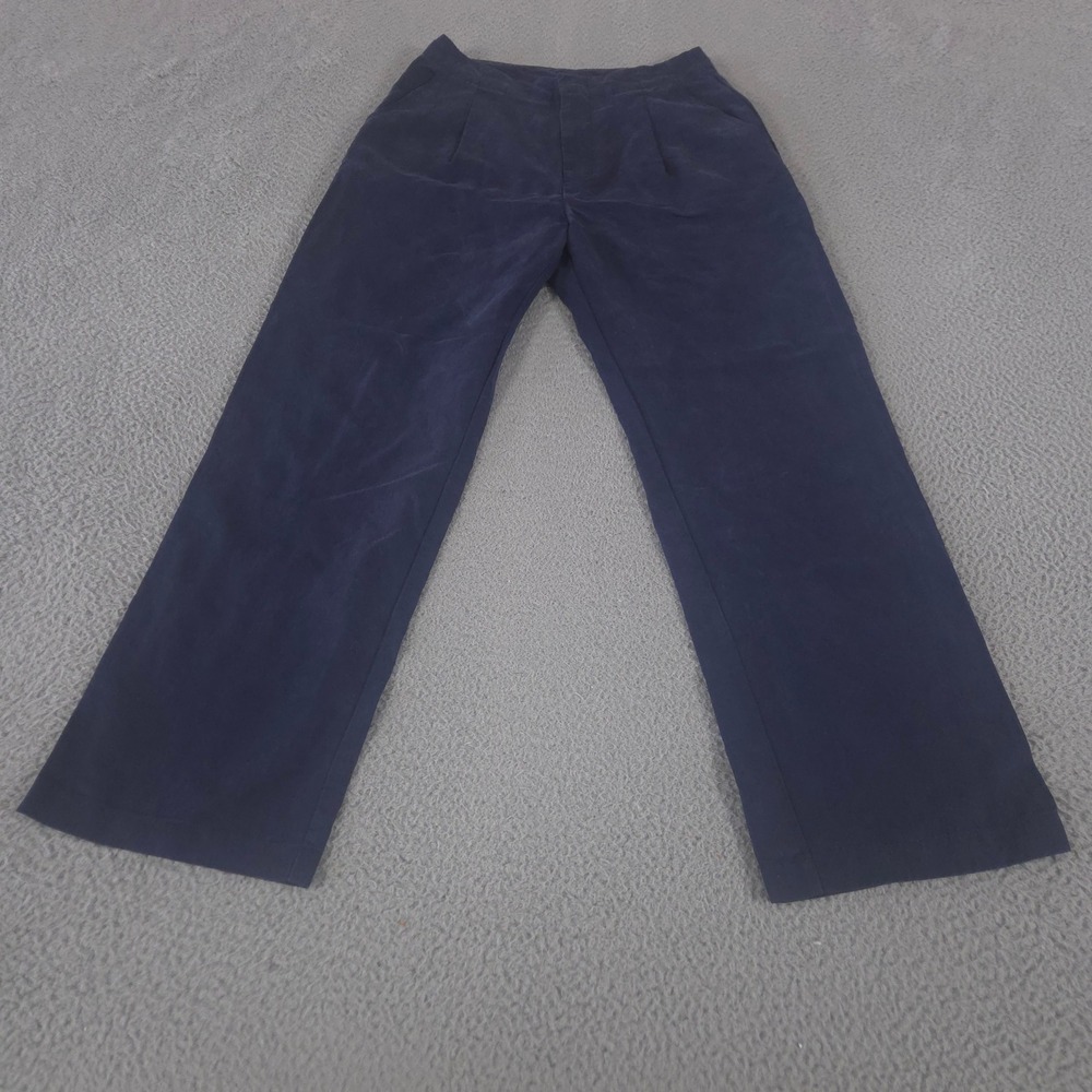 Gap Pants Womens 4 Blue SoftSuit High Rise Pleated Tencel Straight Leg Trousers